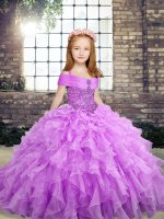 Lavender Lace Up Straps Beading and Ruffles Little Girls Pageant Dress Wholesale Organza Sleeveless(SKU PAG1211-5BIZ)