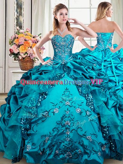 Trendy Sleeveless Beading and Embroidery and Pick Ups Lace Up Quinceanera Dress - Click Image to Close