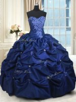 Navy Blue Sweetheart Lace Up Appliques and Pick Ups Sweet 16 Dresses Sleeveless