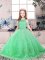 Exquisite Tulle Scoop Sleeveless Backless Lace and Appliques Little Girl Pageant Dress in Green