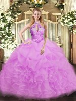 Floor Length Ball Gowns Sleeveless Lilac Sweet 16 Dress Lace Up