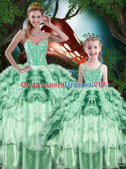 Discount Sleeveless Lace Up Floor Length Beading and Ruffles and Ruffled Layers Ball Gown Prom Dress - Click Image to Close