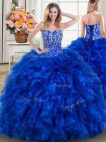 Organza Sleeveless With Train 15 Quinceanera Dress Brush Train and Beading and Ruffles