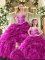 Fuchsia Sweetheart Lace Up Beading and Ruffles 15 Quinceanera Dress Sleeveless