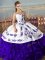 Floor Length Purple 15th Birthday Dress Satin and Organza Sleeveless Embroidery