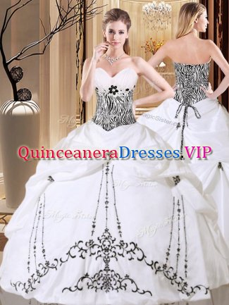 Taffeta Sleeveless Floor Length Sweet 16 Dresses and Embroidery and Pick Ups