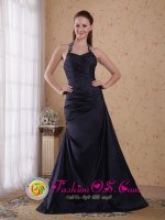 Popular Ruched Bodice A-Line / Princess Halter Floor-length Taffeta Beading Decorate Quinceanera Dama Dress in Mount Dora FL