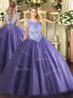 Lavender Sleeveless Beading Floor Length Quince Ball Gowns(SKU SJQDDT1184002BIZ)