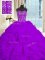 Modern Eggplant Purple Sleeveless With Train Beading and Ruffles Lace Up Quinceanera Gown