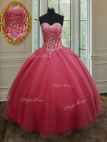 Custom Fit Floor Length Ball Gowns Sleeveless Pink Quinceanera Gowns Lace Up