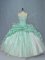 Edgy Apple Green Ball Gowns Sweetheart Sleeveless Organza and Taffeta Brush Train Lace Up Beading and Pick Ups Sweet 16 Quinceanera Dress