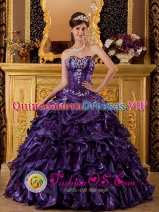 Gorgeous Organza Sweet 16 Quinceanera Dress With Purple Sweetheart Ruffle Decorate In Kalgoorlie WA