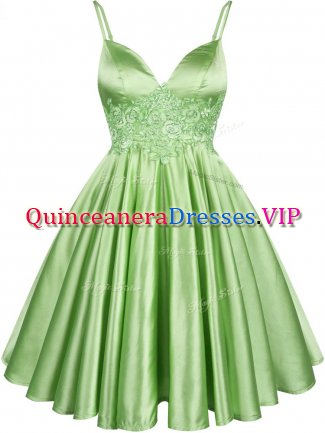 High Quality Green Sleeveless Knee Length Lace Lace Up Quinceanera Dama Dress