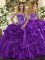 Nice Floor Length Purple Vestidos de Quinceanera Strapless Sleeveless Lace Up