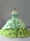 Charming Yellow Green Quinceanera Gowns Sweet 16 and Quinceanera with Embroidery and Ruffles Off The Shoulder Sleeveless Chapel Train Lace Up