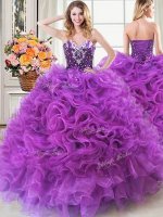 Custom Designed Floor Length Eggplant Purple Sweet 16 Dress Sweetheart Sleeveless Lace Up(SKU PSSW0380MTBIZ)