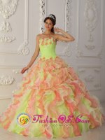 Shoshone Idaho/ID Gorgeous Strapless Quinceanera Dress With Hand Made Flowers Ruffles Layered and Ruched Bodice(SKU QDZY004-ABIZ)