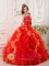 Gillette Wyoming/WY Discount Red Quinceanera Dress For Appliques and Beading Sweetheart Organza Ball Gown