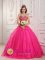 Doe Lea East Midlands Princess Hot Pink Popular Quinceanera Dress With Sweetheart Neckline and Heavy Beading Decorate