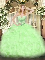 Hot Sale Yellow Green Sleeveless High Low Beading and Ruffles Lace Up 15th Birthday Dress(SKU SJQDDT1413002-2BIZ)