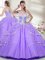 Floor Length Lavender Quinceanera Gown Tulle Sleeveless Beading