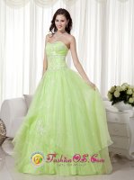 Carrollton Georgia/GA Sweet Yellow Green A-line Sweetheart Floor-length Organza Beading Prom Dress