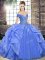 Artistic Blue Sleeveless Organza Lace Up Quinceanera Dresses for Military Ball and Sweet 16 and Quinceanera