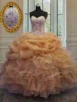 Sweetheart Sleeveless Organza Ball Gown Prom Dress Beading and Pick Ups Lace Up