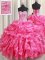 Flare Hot Pink Lace Up Sweetheart Beading and Ruffles 15th Birthday Dress Organza Sleeveless