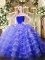 Blue Zipper Strapless Ruffled Layers Sweet 16 Dresses Tulle Sleeveless