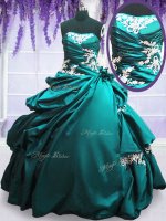 Custom Made Strapless Sleeveless Taffeta Womens Party Dresses Appliques and Pick Ups Lace Up