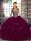 Fine Floor Length Dark Purple 15 Quinceanera Dress Straps Sleeveless Lace Up