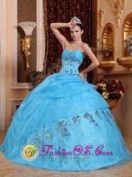 Garden Valley Idaho/ID Aqua Blue Beaded Decorate Sweetheart Classical Quinceanera Dress For Quinceanera In Illinois(SKU QDZY550-HBIZ)