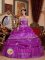 Fashionable Fuchsia Quinceanera Dress For Chester Connecticut/CT Strapless Organza With Appliques And Ruffles Ball Gown