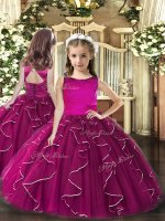 Sleeveless Lace Up Floor Length Ruffles Kids Pageant Dress