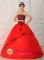 Forssa Finland Red Beaded Decorate Bodice Quinceanera Dress For Strapless Brand New Style Satin and Organza Ball Gown