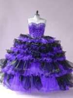 Trendy Black And Purple Lace Up Sweetheart Beading and Ruffled Layers Quinceanera Dresses Organza Sleeveless(SKU PSSW1133-6BIZ)