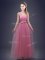 Custom Design Pink Damas Dress Prom and Party and Wedding Party with Ruching and Bowknot Straps Sleeveless Lace Up