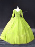 Stylish Yellow Green Long Sleeves Floor Length Lace and Appliques Lace Up Sweet 16 Dresses(SKU PSSW1139-3BIZ)