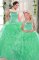 Apple Green Lace Up Sweetheart Beading and Ruffles Sweet 16 Quinceanera Dress Organza Sleeveless