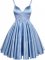 Spaghetti Straps Sleeveless Court Dresses for Sweet 16 Knee Length Lace Light Blue Elastic Woven Satin