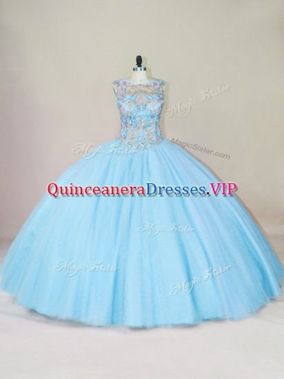 Most Popular Scoop Sleeveless Tulle 15th Birthday Dress Beading Lace Up - Click Image to Close