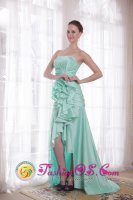 Rivadavia Argentina Apple Green A-line / Princess Strapless High-low Taffeta Hand Made Flower ruching Quinceanera Dama Dress