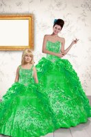 Captivating Green Sweetheart Neckline Beading and Embroidery and Pick Ups Quinceanera Gown Sleeveless Lace Up