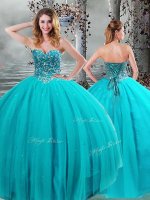 Aqua Blue Lace Up Quinceanera Gowns Beading Sleeveless Floor Length(SKU PSSW0688MTBIZ)