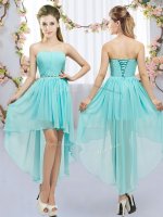 Sleeveless Beading Lace Up Damas Dress