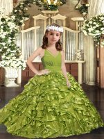 Olive Green Zipper Ruffles Pageant Dress Wholesale Sleeveless