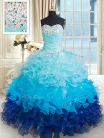 Enchanting Multi-color Sweetheart Neckline Beading and Ruffles Ball Gown Prom Dress Sleeveless Lace Up(SKU PSSW0236BIZ)