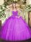 Enchanting Floor Length Lavender Ball Gown Prom Dress Tulle Sleeveless Lace