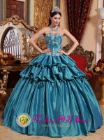 Canyon TX Sweetheart Pick-ups and Appliques Turquoise Luxurious Quinceanera Dresses